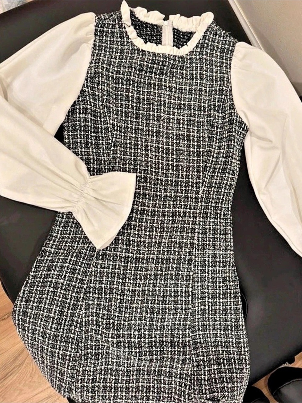 Tweed Mini Dress in Black & White Like New